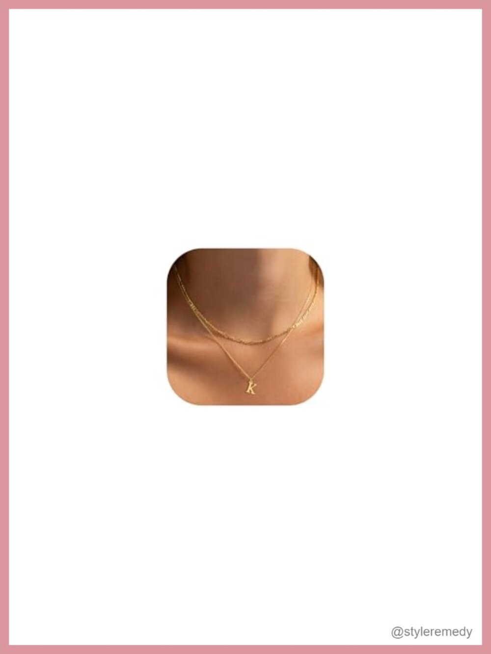 Dainty Gold Silver Layered Initial Letter Pendant Necklace Figaro Chain Choker